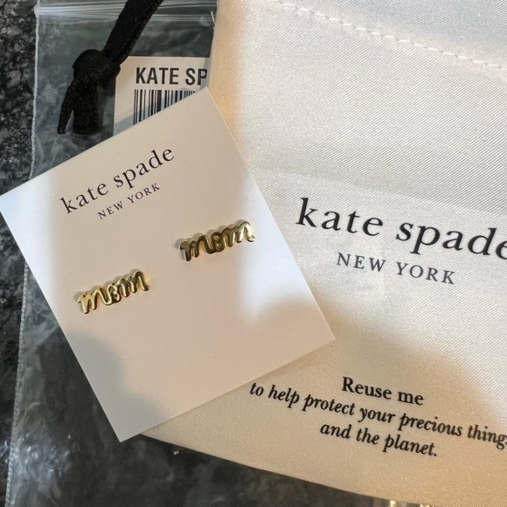 Kate Spade Gold-Tone 'Mom' Stud Earrings
